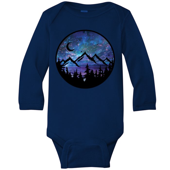 Mountains Star Night Sky Baby Long Sleeve Bodysuit