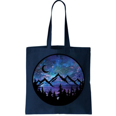 Mountains Star Night Sky Tote Bag