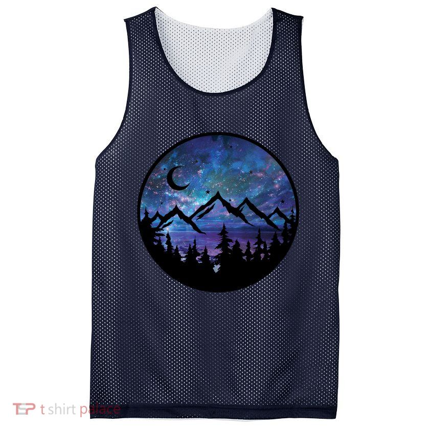 Mountains Star Night Sky Mesh Reversible Basketball Jersey Tank