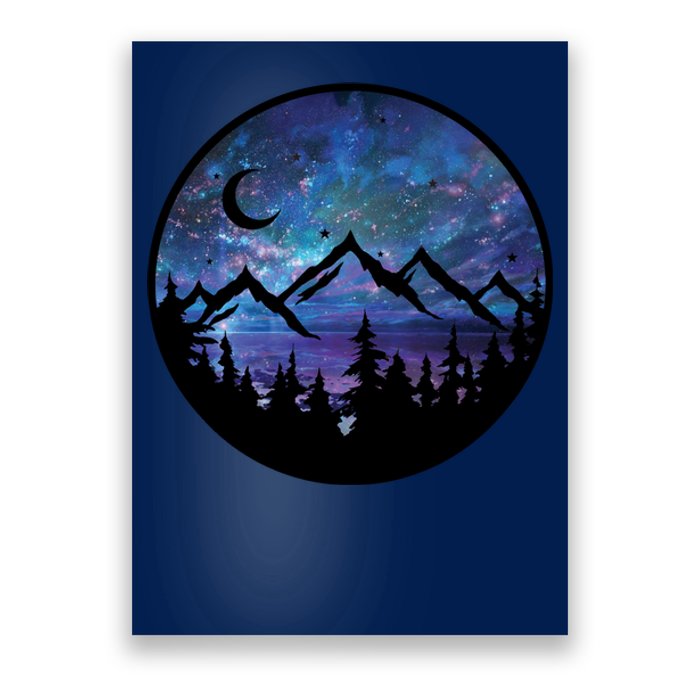 Mountains Star Night Sky Poster