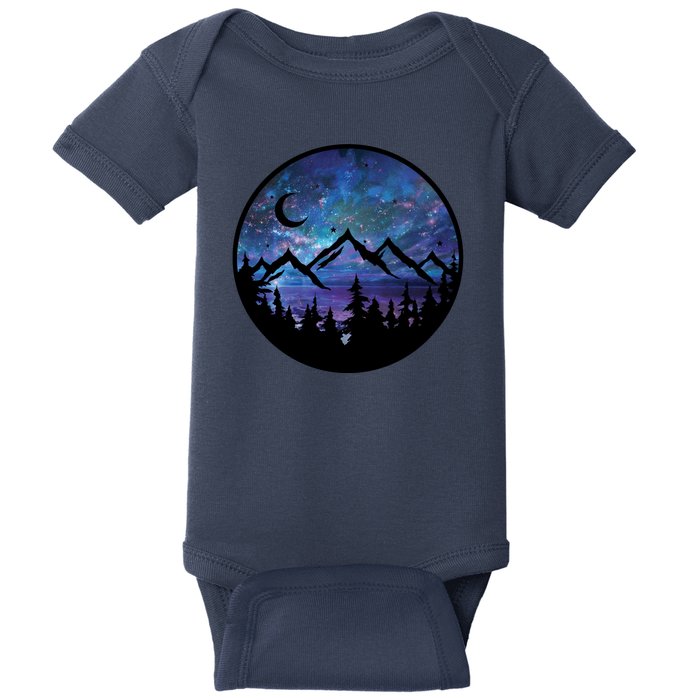 Mountains Star Night Sky Baby Bodysuit