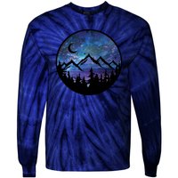 Mountains Star Night Sky Tie-Dye Long Sleeve Shirt