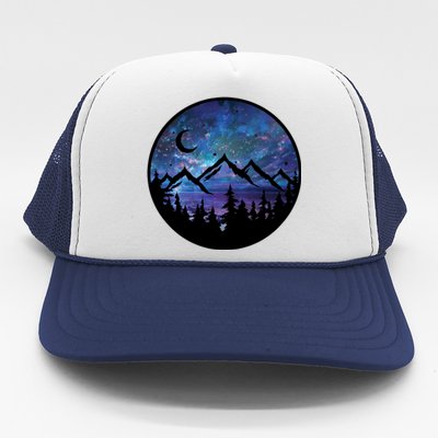 Mountains Star Night Sky Trucker Hat