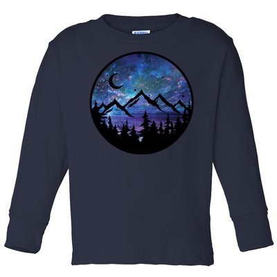 Mountains Star Night Sky Toddler Long Sleeve Shirt