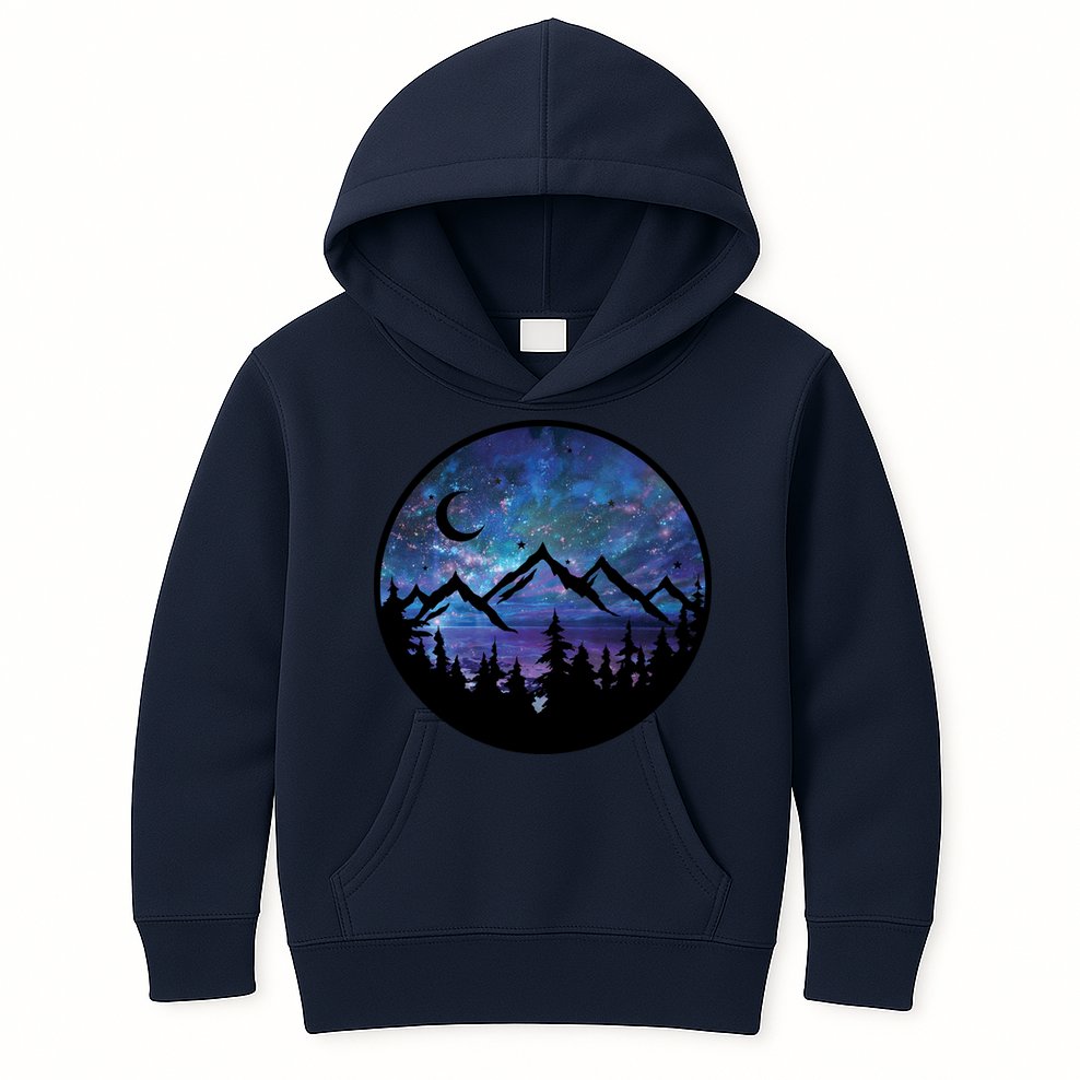 Mountains Star Night Sky Kids Hoodie