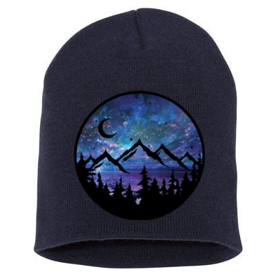 Mountains Star Night Sky Short Acrylic Beanie