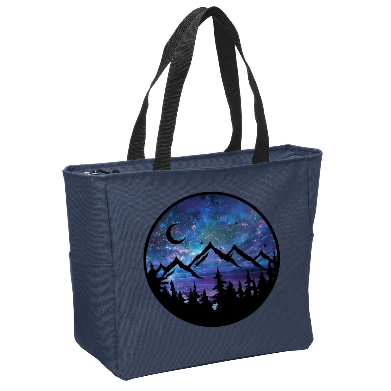 Mountains Star Night Sky Zip Tote Bag