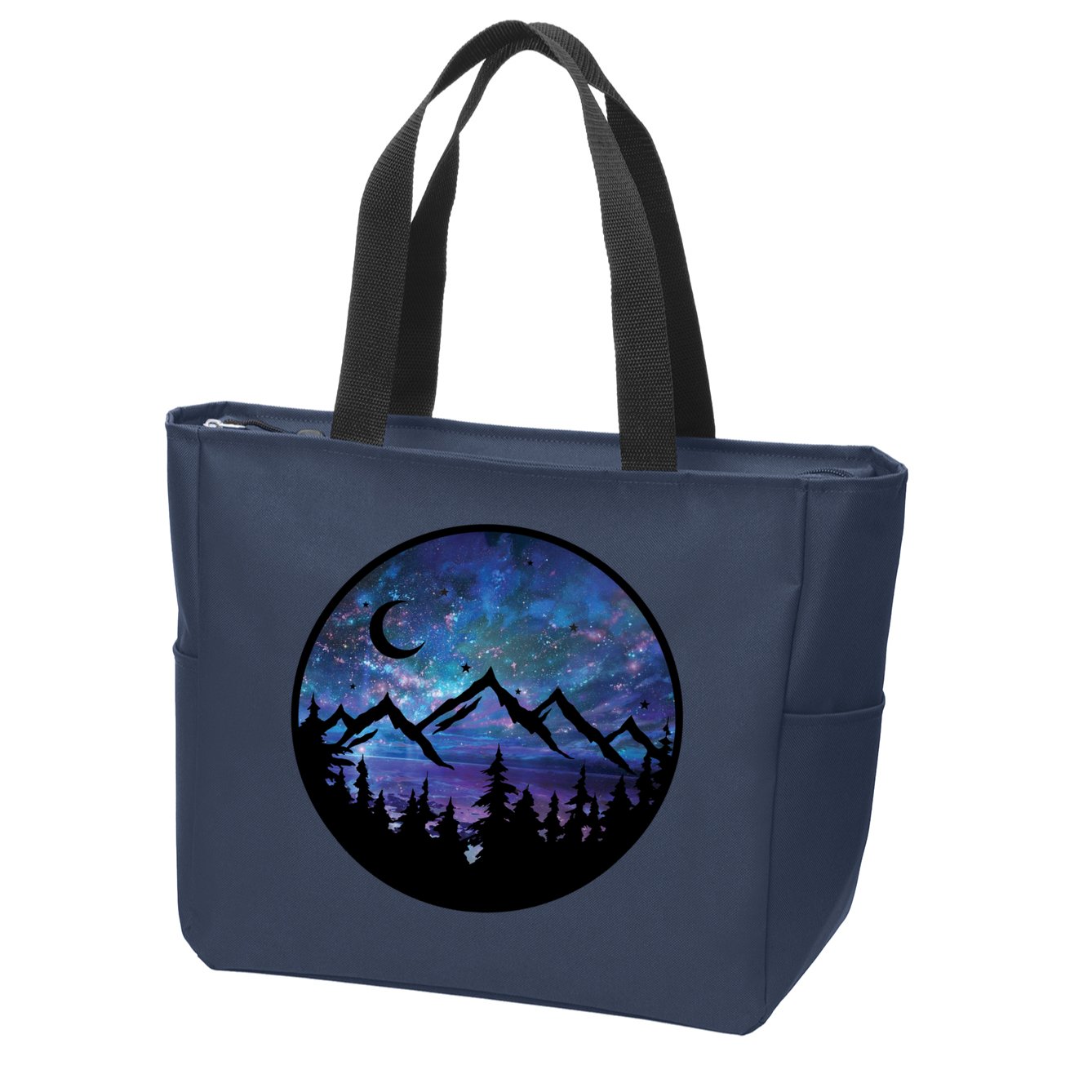 Mountains Star Night Sky Zip Tote Bag