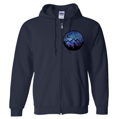 Mountains Star Night Sky Full Zip Hoodie