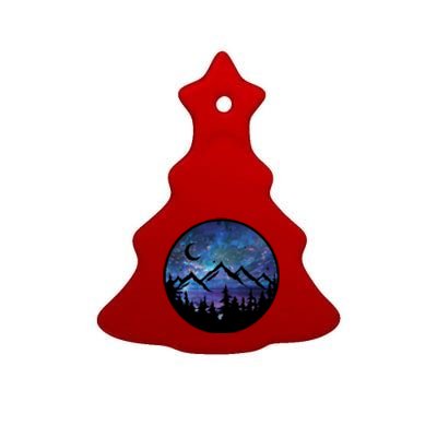 Mountains Star Night Sky Ceramic Tree Ornament