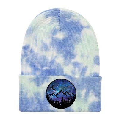 Mountains Star Night Sky Tie Dye 12in Knit Beanie