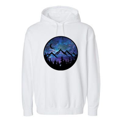 Mountains Star Night Sky Garment-Dyed Fleece Hoodie