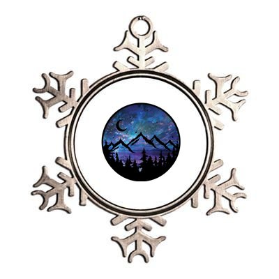 Mountains Star Night Sky Metallic Star Ornament