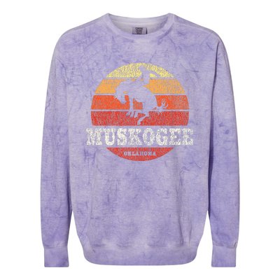 Muskogee Ok Vintage Country Western Retro Colorblast Crewneck Sweatshirt