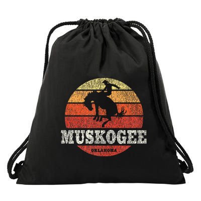 Muskogee Ok Vintage Country Western Retro Drawstring Bag