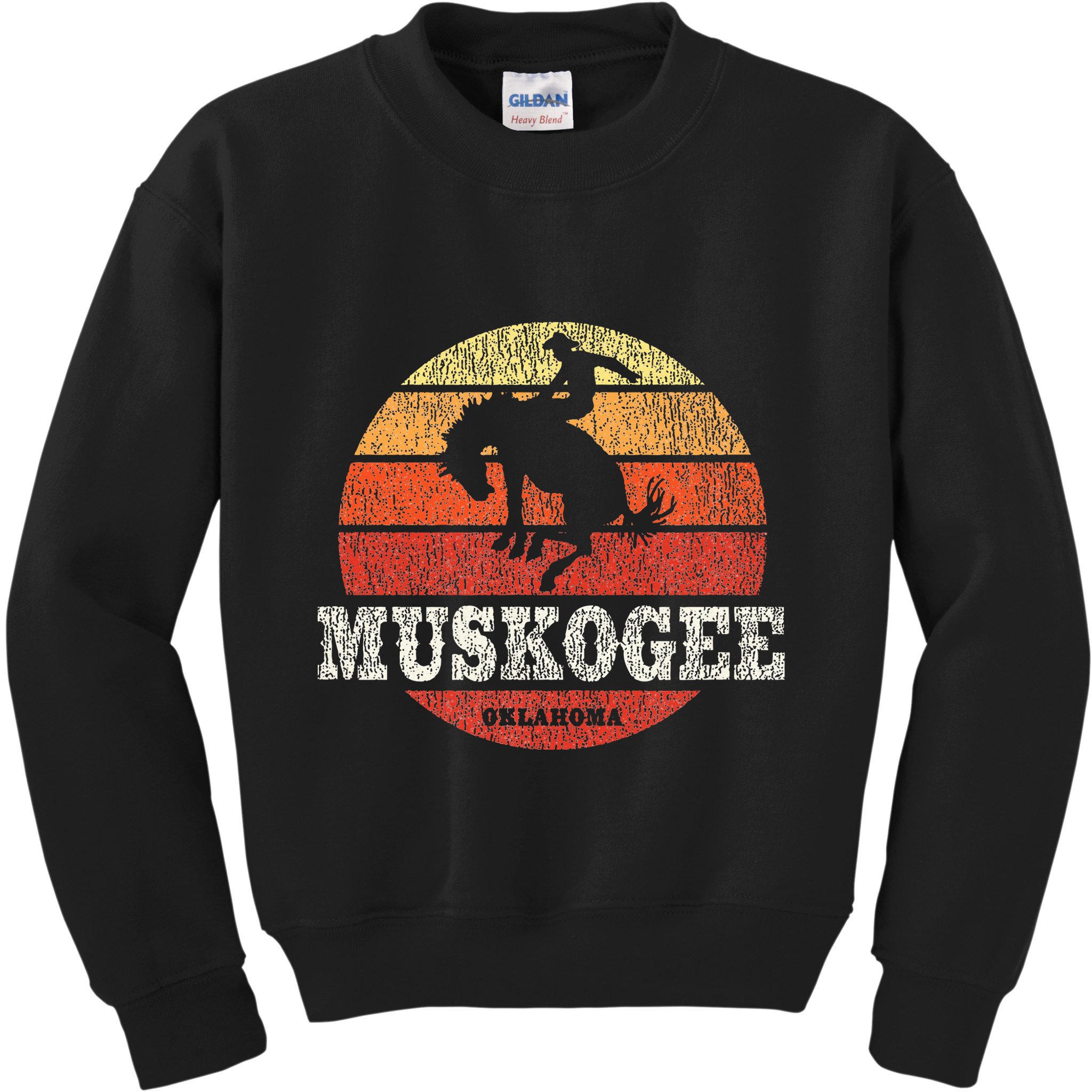 Muskogee Ok Vintage Country Western Retro Kids Sweatshirt
