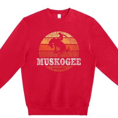 Muskogee Ok Vintage Country Western Retro Premium Crewneck Sweatshirt