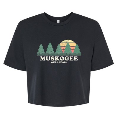 Muskogee Ok Vintage Throwback Retro 70s Design Bella+Canvas Jersey Crop Tee