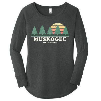 Muskogee Ok Vintage Throwback Retro 70s Design Women's Perfect Tri Tunic Long Sleeve Shirt