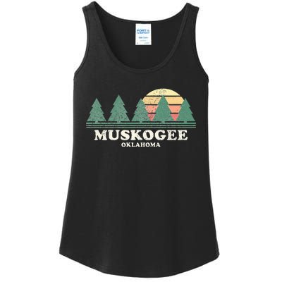 Muskogee Ok Vintage Throwback Retro 70s Design Ladies Essential Tank