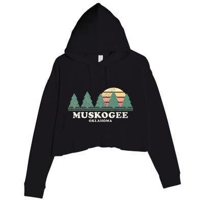 Muskogee Ok Vintage Throwback Retro 70s Design Crop Fleece Hoodie