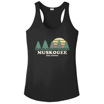 Muskogee Ok Vintage Throwback Retro 70s Design Ladies PosiCharge Competitor Racerback Tank