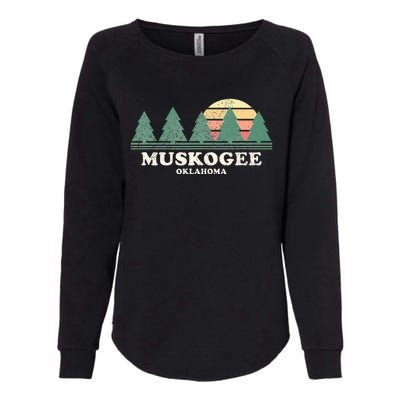 Muskogee Ok Vintage Throwback Retro 70s Design Womens California Wash Sweatshirt