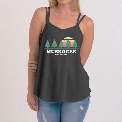 Muskogee Ok Vintage Throwback Retro 70s Design Women's Strappy Tank