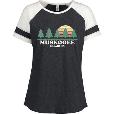 Muskogee Ok Vintage Throwback Retro 70s Design Enza Ladies Jersey Colorblock Tee