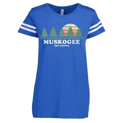 Muskogee Ok Vintage Throwback Retro 70s Design Enza Ladies Jersey Football T-Shirt