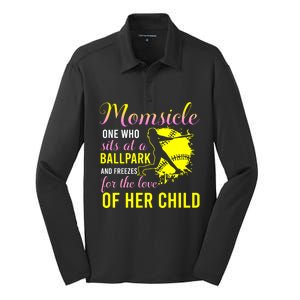 Momsicle One Who Sits At A Ballpark Silk Touch Performance Long Sleeve Polo