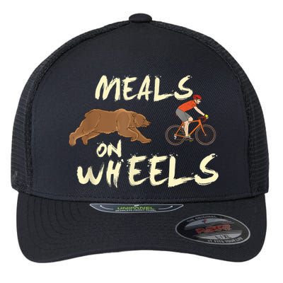 Meals On Wheels Cycling & Nature Design For Mountain Biker Flexfit Unipanel Trucker Cap