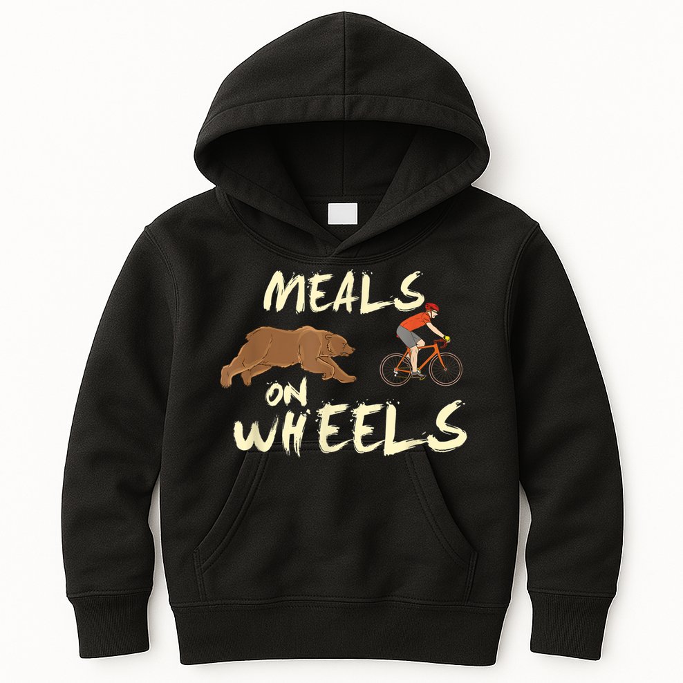 Meals On Wheels Cycling & Nature Design For Mountain Biker Kids Hoodie