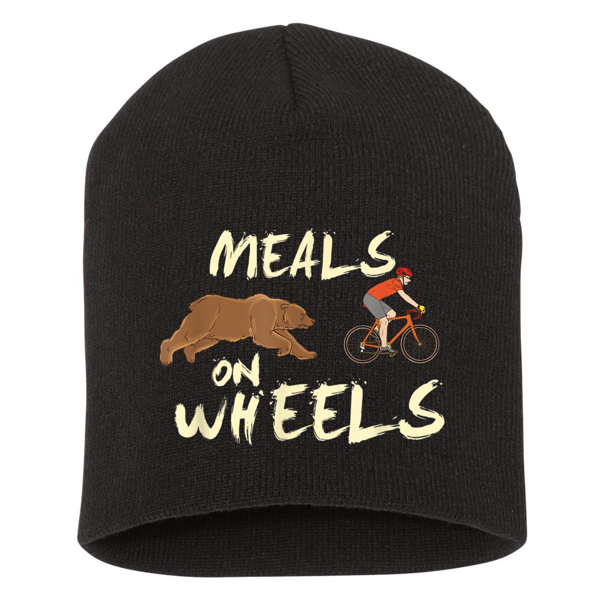 Meals On Wheels Cycling & Nature Design For Mountain Biker Short Acrylic Beanie