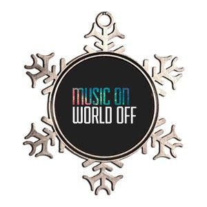 Music On World Off For Music Lovers Djs Musicians Metallic Star Ornament