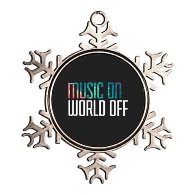 Music On World Off For Music Lovers Djs Musicians Metallic Star Ornament