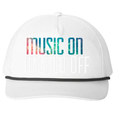 Music On World Off For Music Lovers Djs Musicians Snapback Five-Panel Rope Hat