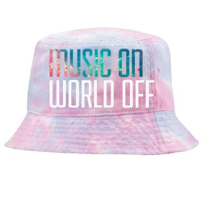 Music On World Off For Music Lovers Djs Musicians Tie-Dyed Bucket Hat