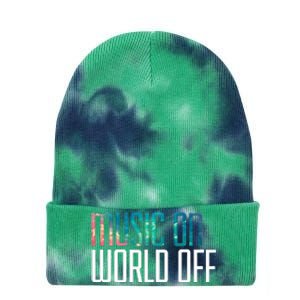 Music On World Off For Music Lovers Djs Musicians Tie Dye 12in Knit Beanie