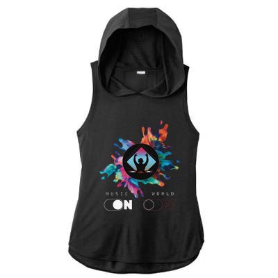 Music On World Off costume for Music Lovers DJs Festival Ladies PosiCharge Tri-Blend Wicking Draft Hoodie Tank