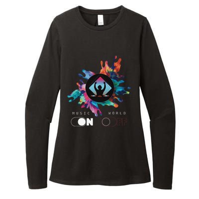 Music On World Off costume for Music Lovers DJs Festival Womens CVC Long Sleeve Shirt