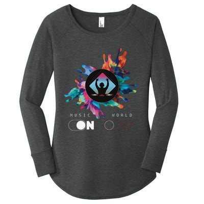 Music On World Off costume for Music Lovers DJs Festival Women's Perfect Tri Tunic Long Sleeve Shirt