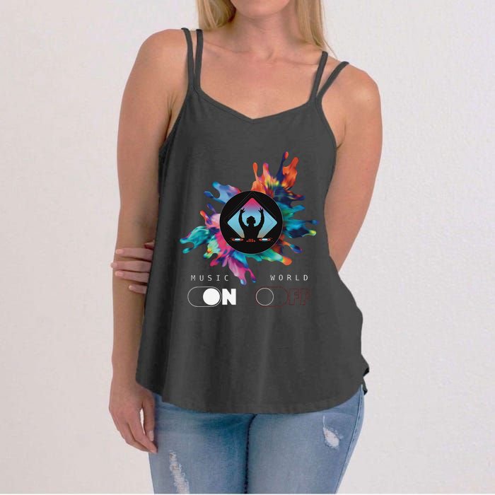 Music On World Off costume for Music Lovers DJs Festival Women's Strappy Tank