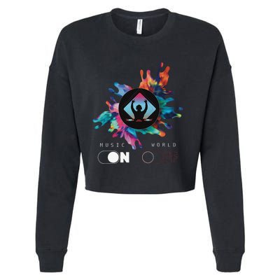 Music On World Off costume for Music Lovers DJs Festival Cropped Pullover Crew