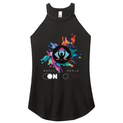 Music On World Off costume for Music Lovers DJs Festival Women's Perfect Tri Rocker Tank