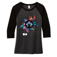 Music On World Off costume for Music Lovers DJs Festival Women's Tri-Blend 3/4-Sleeve Raglan Shirt