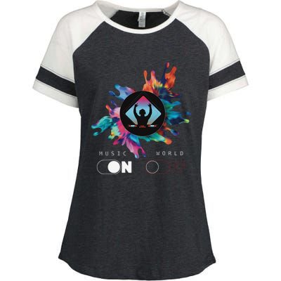 Music On World Off costume for Music Lovers DJs Festival Enza Ladies Jersey Colorblock Tee