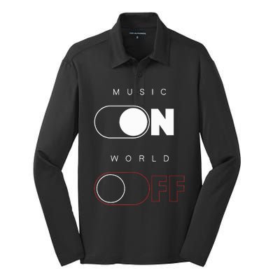 Music On World Off Silk Touch Performance Long Sleeve Polo