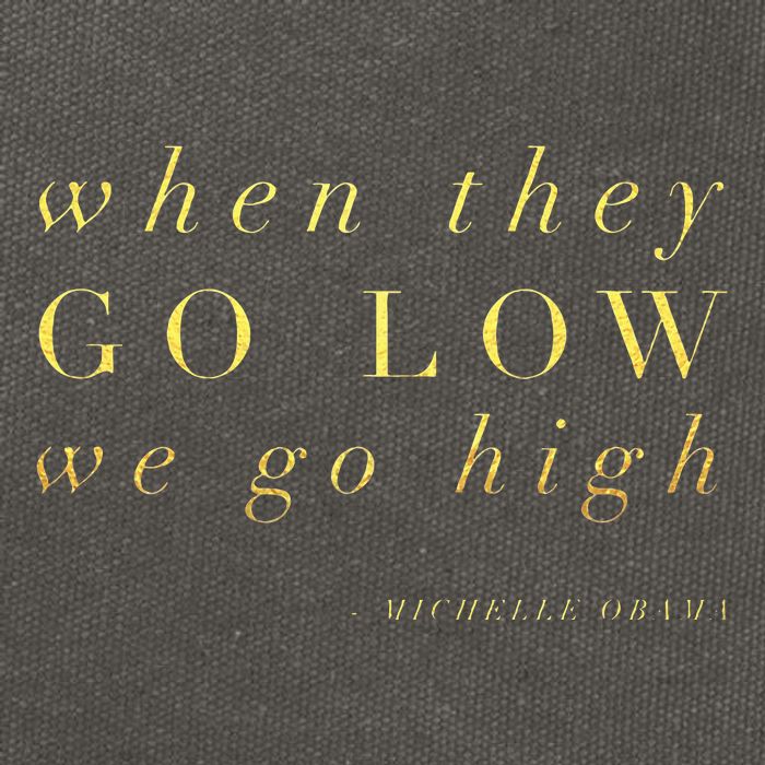 Michelle Obama When They Go Low We Go High Top Barack Cotton Canvas Backpack