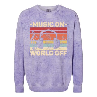 Music On World Off Music Lovers Musician Outfit EDM Music DJ Colorblast Crewneck Sweatshirt